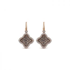 14k Pink Gold Diamond Champagne Diamond Drop Earrings EG12333K45CD