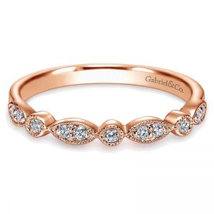 14k Pink Gold Diamond Curved Wedding Band WB3848K44JJ