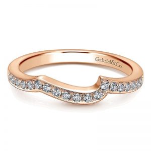 14k Pink Gold Diamond Curved Wedding Band WB6360K44JJ