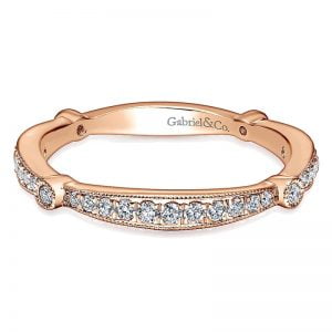 14k Pink Gold Diamond Curved Wedding Band WB6711K44JJ