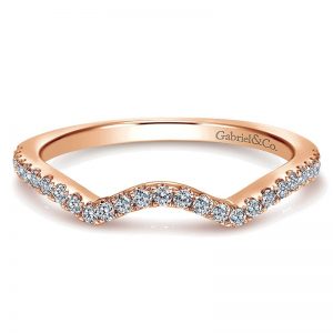 14k Pink Gold Diamond Curved Wedding Band WB7546K44JJ