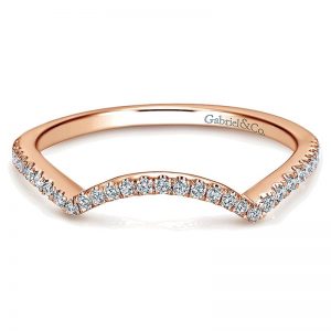 14k Pink Gold Diamond Curved Wedding Band WB7804K44JJ