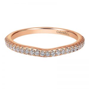 14k Pink Gold Diamond Curved Wedding Band WB8152K44JJ