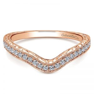 14k Pink Gold Diamond Curved Wedding Band WB8806K44JJ