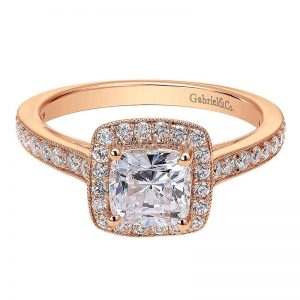 14k Pink Gold Diamond Halo Engagement Ring ER7527K44JJ