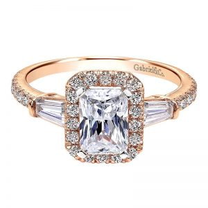 14k Pink Gold Diamond Halo Engagement Ring ER8354K44JJ