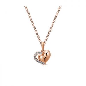 14k Pink Gold Diamond Heart Necklace NK4617K45JJ