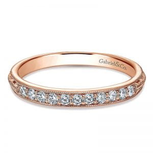 14k Pink Gold Diamond Straight Wedding Band WB6707K44JJ