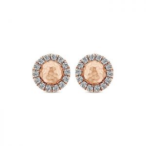 14k Pink Gold Diamond Stud Earrings EG12664K45JJ