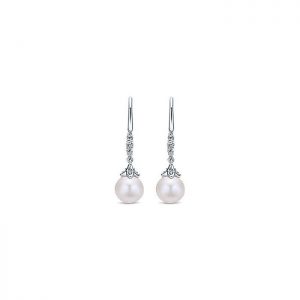 14k White Gold Diamond Platinum Earrings EG12321W45PL