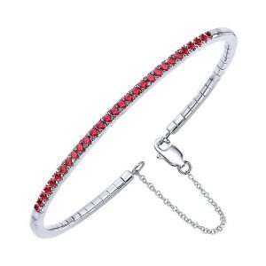 14k White Gold And Ruby Bangle BG3716W4JRA