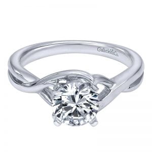 14k White Gold Criss Cross Engagement Ring ER10500W4JJJ