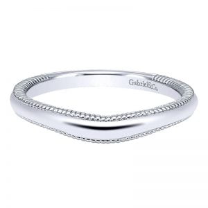 14k White Gold Curved Wedding Band WB10186W4JJJ