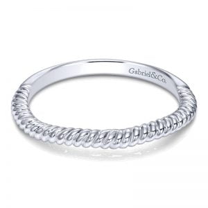 14k White Gold Curved Wedding Band WB10201W4JJJ