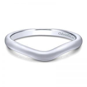 14k White Gold Curved Wedding Band WB10257W4JJJ