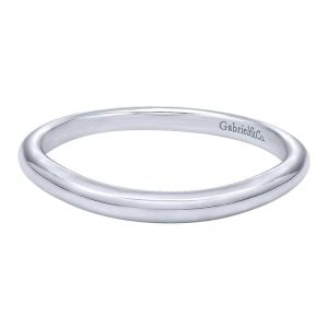 14k White Gold Curved Wedding Band WB10497W4JJJ