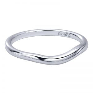 14k White Gold Curved Wedding Band WB10499W4JJJ