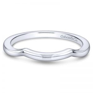14k White Gold Curved Wedding Band WB9649W4JJJ