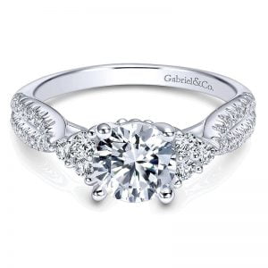 14k White Gold Diamond 3 Stones Engagement Ring ER10477W44JJ