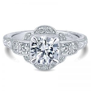 14K White Gold Diamond 3 Stones 14K White Gold Engagement Ring ER12578R4W44Jj