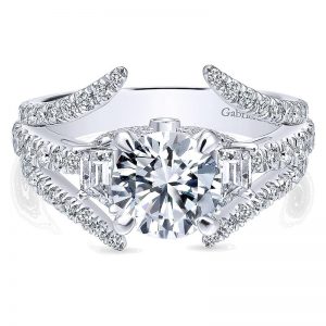 14K White Gold Diamond 3 Stones 14K White Gold Engagement Ring ER12585R4W44Jj