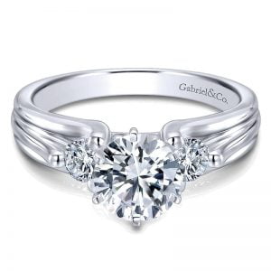 14k White Gold Diamond 3 Stones Engagement Ring ER3751W44JJ