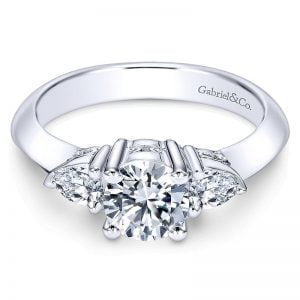 14k White Gold Diamond 3 Stones Engagement Ring ER3819W44JJ