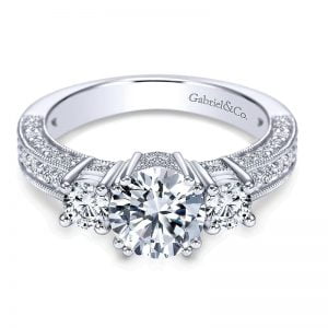 14k White Gold Diamond 3 Stones Engagement Ring ER3890W44JJ