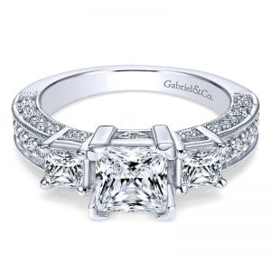 14k White Gold Diamond 3 Stones Engagement Ring ER3891W44JJ