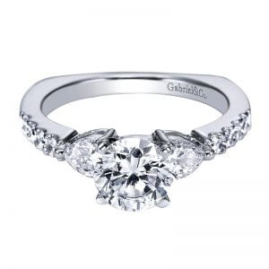 14k White Gold Diamond 3 Stones Engagement Ring ER4019W44JJ