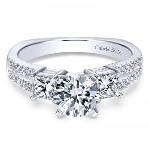 14k White Gold Diamond 3 Stones Engagement Ring ER4115W44JJ