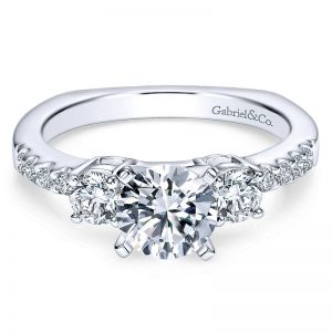 14K White Gold Diamond 3 Stones 14K White Gold Engagement Ring ER4247W44Jj