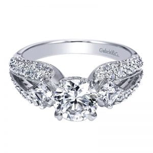 14k White Gold Diamond 3 Stones Engagement Ring ER4353W44JJ