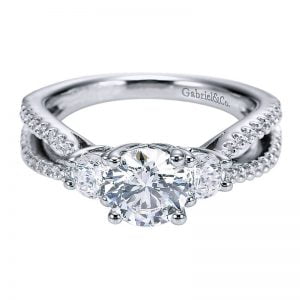 14k White Gold Diamond 3 Stones Engagement Ring ER5842W44JJ