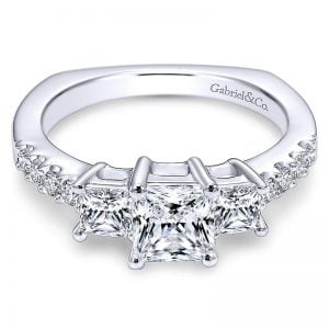 14k White Gold Diamond 3 Stones Engagement Ring ER6021W44JJ