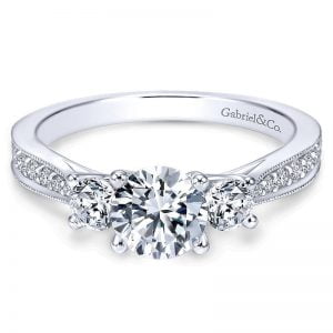 14k White Gold Diamond 3 Stones Engagement Ring ER6625W44JJ