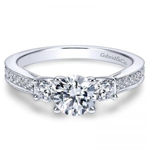 14K White Gold Diamond 3 Stones 14K White Gold Engagement Ring ER6629W44Jj