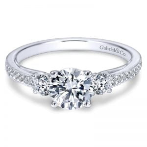 14k White Gold Diamond 3 Stones Engagement Ring ER7280W44JJ