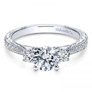 14k White Gold Diamond 3 Stones Engagement Ring ER7287W44JJ
