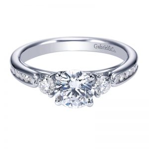 14K White Gold Diamond 3 Stones 14K White Gold Engagement Ring ER7449W44Jj