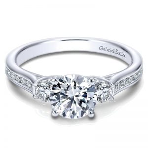 14K White Gold Diamond 3 Stones 14K White Gold Engagement Ring ER7472W44Jj