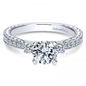 14k White Gold Diamond 3 Stones Engagement Ring ER8009W44JJ