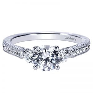 14k White Gold Diamond 3 Stones Engagement Ring ER8800W44JJ