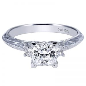 14k White Gold Diamond 3 Stones Engagement Ring ER8801W44JJ