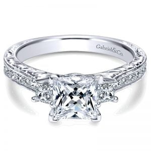 14k White Gold Diamond 3 Stones Engagement Ring ER8802W44JJ