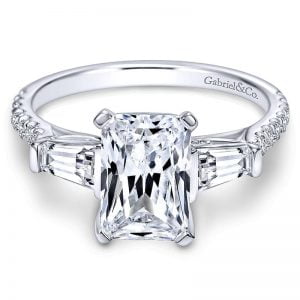 14k White Gold Diamond 3 Stones Engagement Ring ER9047W44JJ