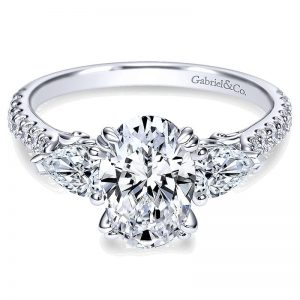14K White Gold Diamond 3 Stones 14K White Gold Engagement Ring ER9048W44Jj