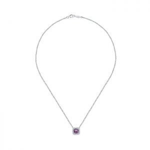 14k White Gold Diamond Amethyst Fashion Necklace NK2679W45AM