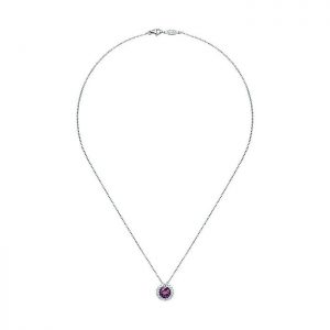 14k White Gold Diamond Amethyst Fashion Necklace NK2824W45AM