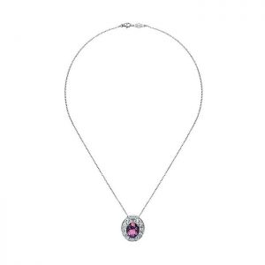 14k White Gold Diamond Amethyst Fashion Necklace NK2865W45AM
